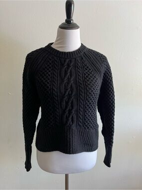 Banana Republic Black Cable & Honeycomb Crewneck Sweater